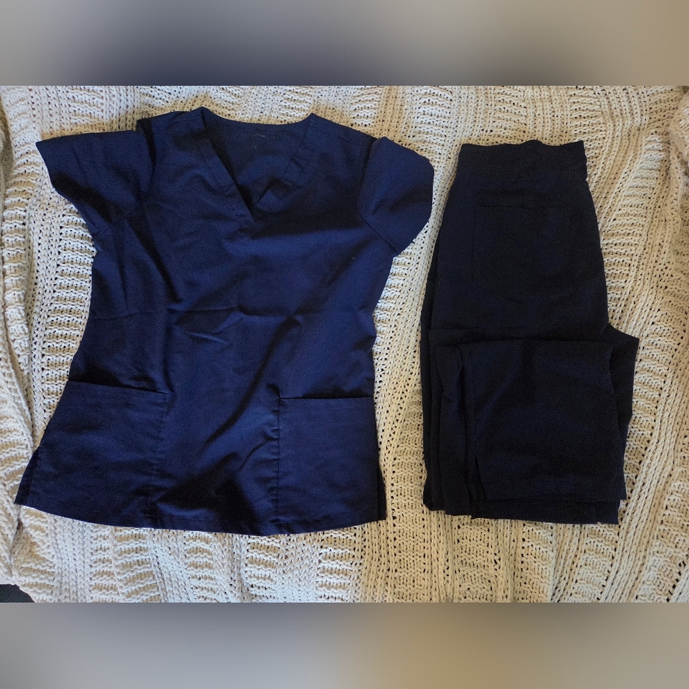 Mandala Navy Blue Women's Scrub Set SMALL